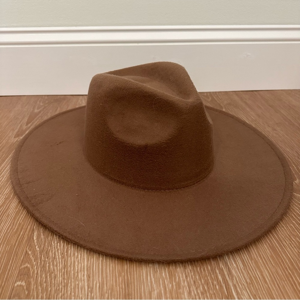 Brown wide brim hat